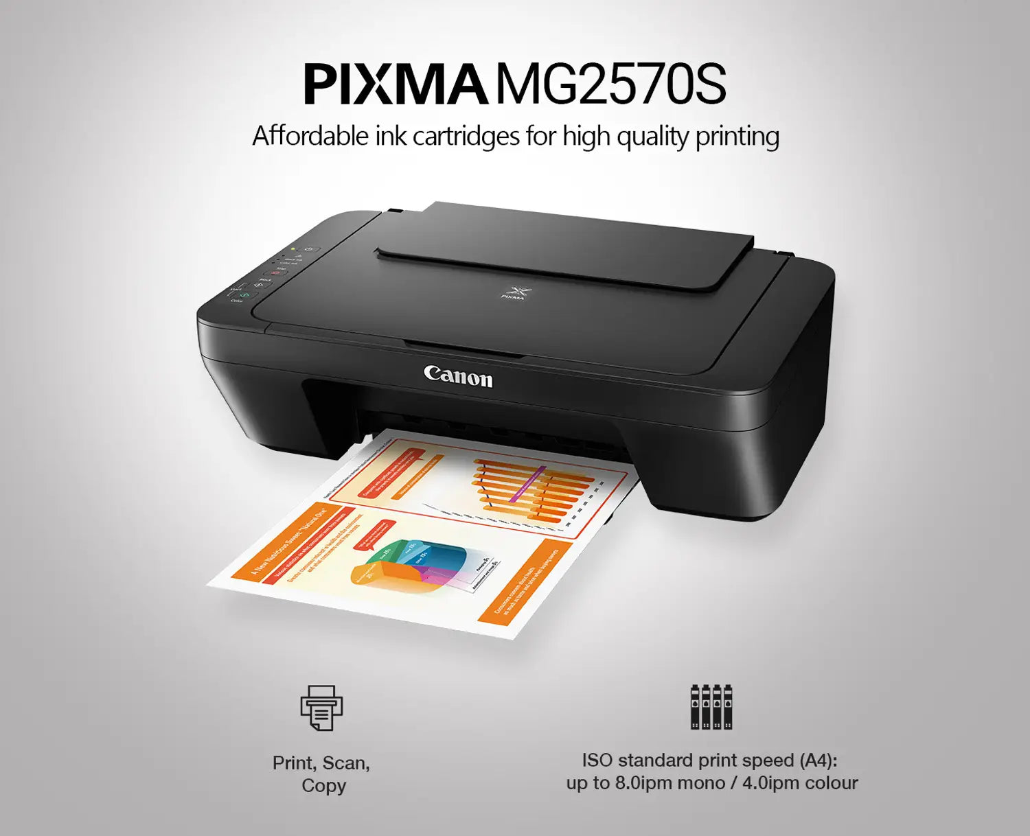 Canon MG2570S Multi-Function Inkjet Colour Printer (Black)